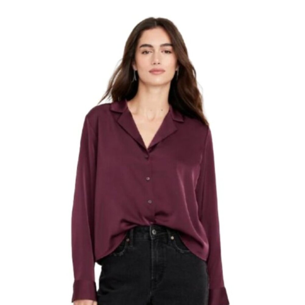 Old Navy Satin Cropped Button-Down Shirt Size XXL